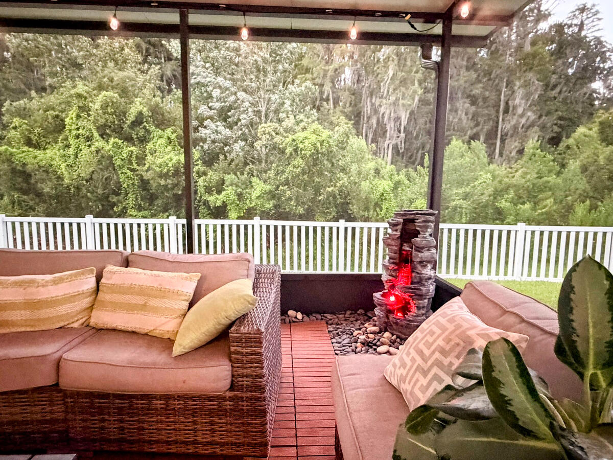 Integrated smart string lights and water feature Integrated smart string lights and water feature